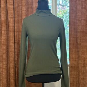 Olive Green Mock Turtleneck Women Top
